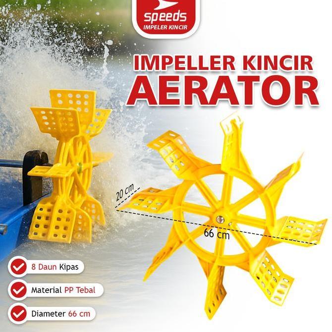 VATGUVOH [Produk Spesial] Speeds Kincir Air 66cm Tambak Impeller 8 Daun Cor Pelampung Air Tambak Uda