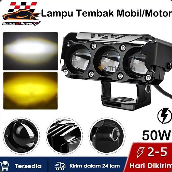 EIRDJA LAMPU TEMBAK LASER LAMPU TEMBAK SQL 3 Mata lampu motor led paling terang 60 watt d2 laser d2 