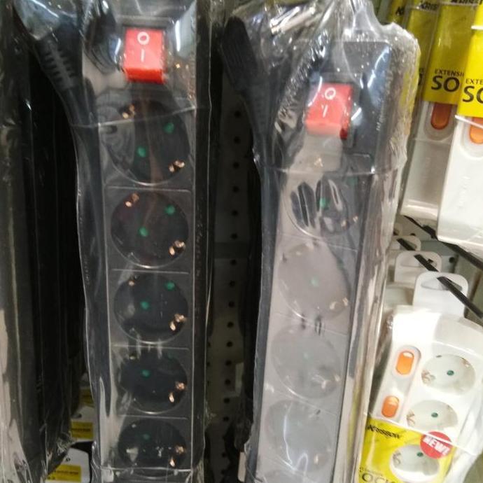 STOP KONTAK KRISBOW ISI 6 COLOKAN LISTRIK HITAM PROMO