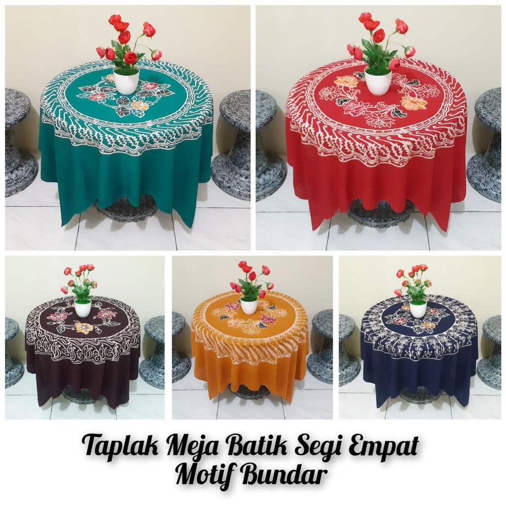 Taplak Meja Batik Murah - Taplak Kotak Motif Bundar