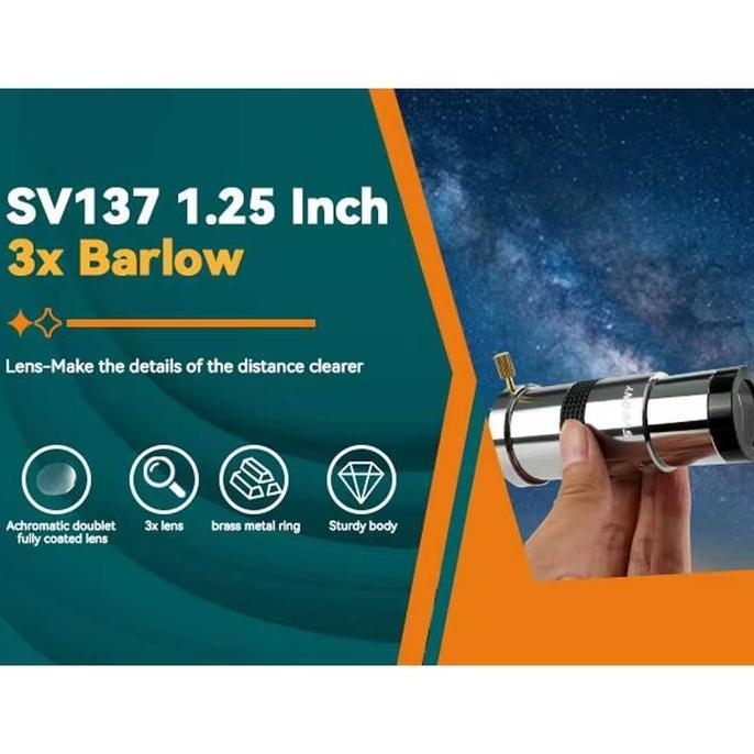 WASTU Lensa Barlow Teleskop Eyepiece FMC Internal Brass 1.25 Inch