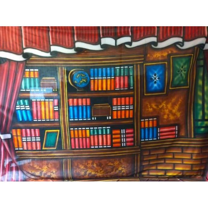 Background Foto wisuda / rak buku ukuran 2,5x3M Backdrop Wisuda