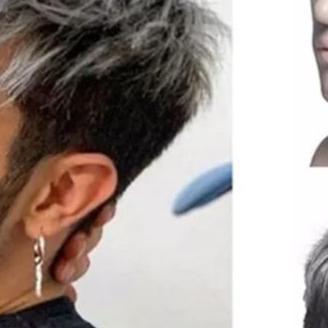 Wig Pria Rambut Pendek Straight Ombre Grey Black  Rambut Palsu Pria Alami Versi Pria India Warna Hit