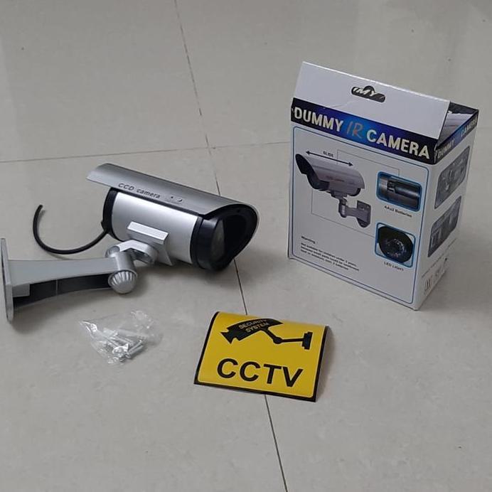 CCTV dummy palsu SILVER lengkap dengan kabel, tenaga baterai