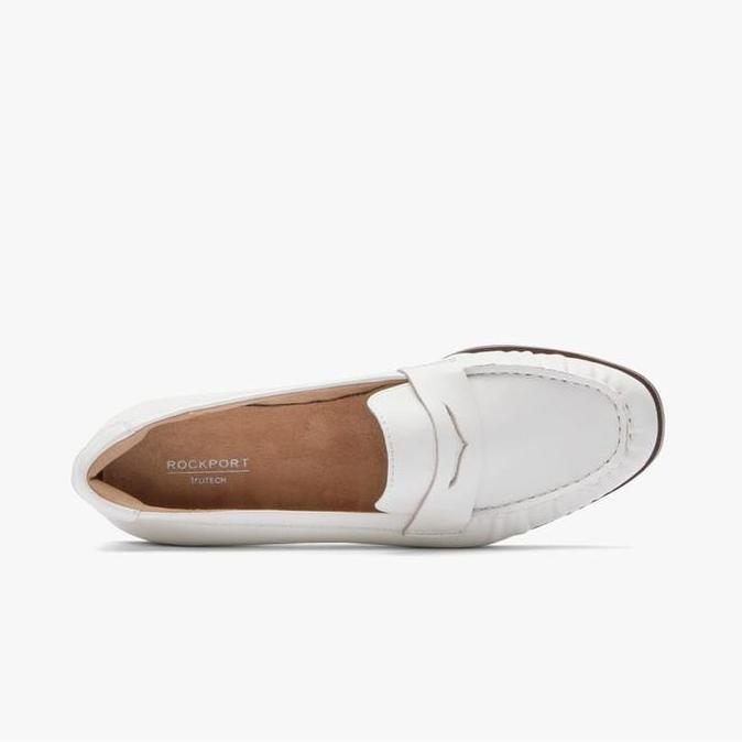 Ready Rockport Susana Penny Women's Flats Original Loafers Leather - White