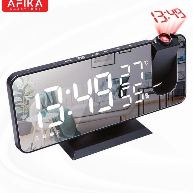 LETTER1 Jam Alarm Jam Weker Digital Proyektor Temperature FM Radio