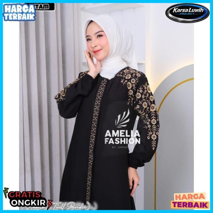 Best Seller Hana Dress Amelia Fashion/Sabila Dress Twill Bordir Ory Amelia Fashion/Gamis Wanita Keki
