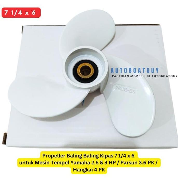 Propeller Baling Baling Kipas 7 1/4 x 6 untuk Mesin Tempel Yamaha 2.5 & 3 HP / Parsun 3.6 PK / Hangk
