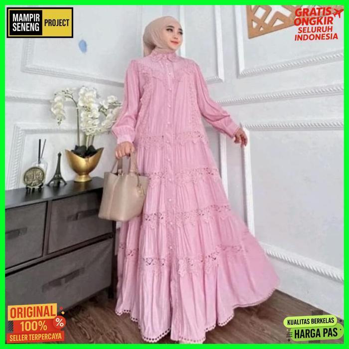 Exclusive Gamis Kev Mewah Ori Butik Kev Warna Pink Mahogany
