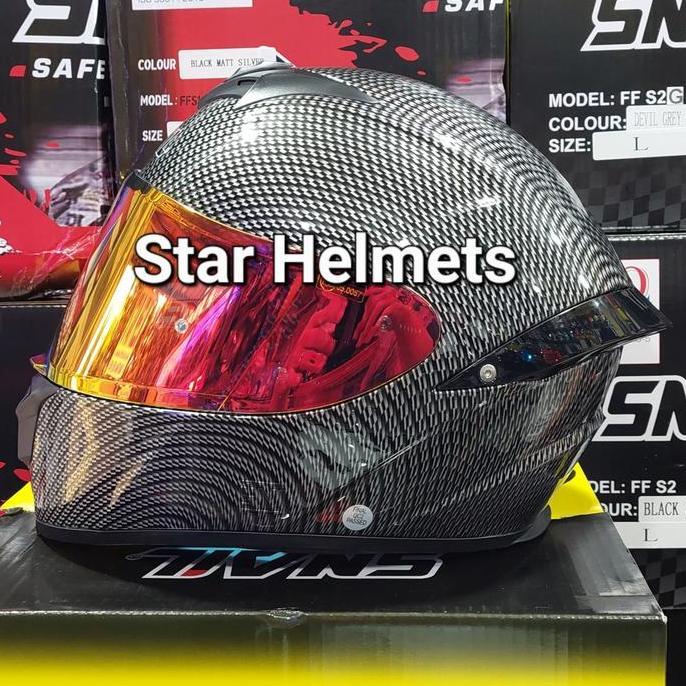 Helm Snail FFS2 Carbon Glossy Iridium Flat Visor + Spoiler 3D