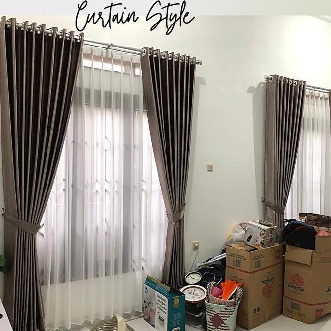 Ready Custom Gorden Blackout & Vitrase Bu Mena Warna Cream