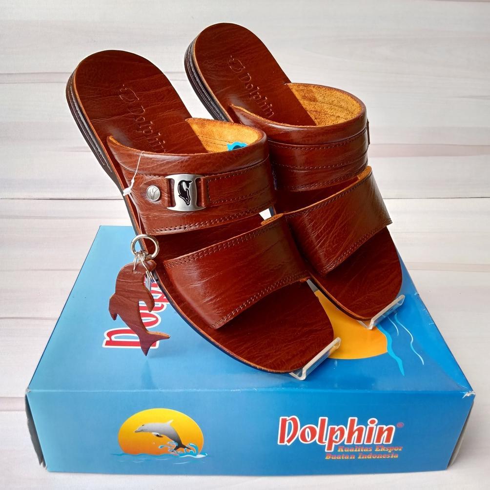 FREE ONGKIR DOLPHIN SANDAL PRIA KULIT ASLI D25 SANDAL SLIDE PRIA DOLPHIN KULIT ASLI ORIGINAL SANDAL 