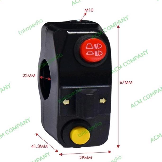 Ready Saklar kiri Domino 3 fungsi + dudukan spion Bahan besi Domino