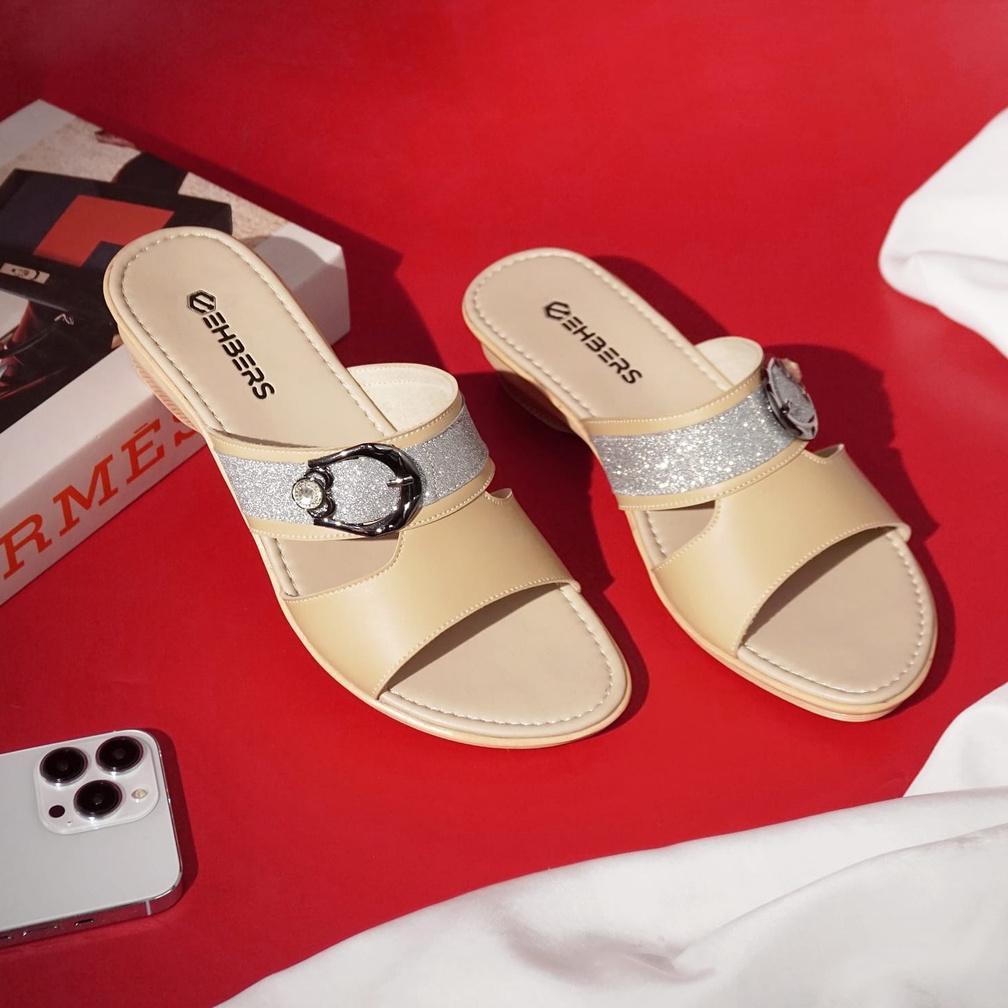 DISKON EHBERS EH 121 SANDAL SELOP WANITA TERBARU CREAM