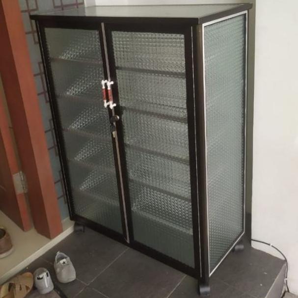 Rak Sepatu Sandal 5 Susun Alumunium Kaca