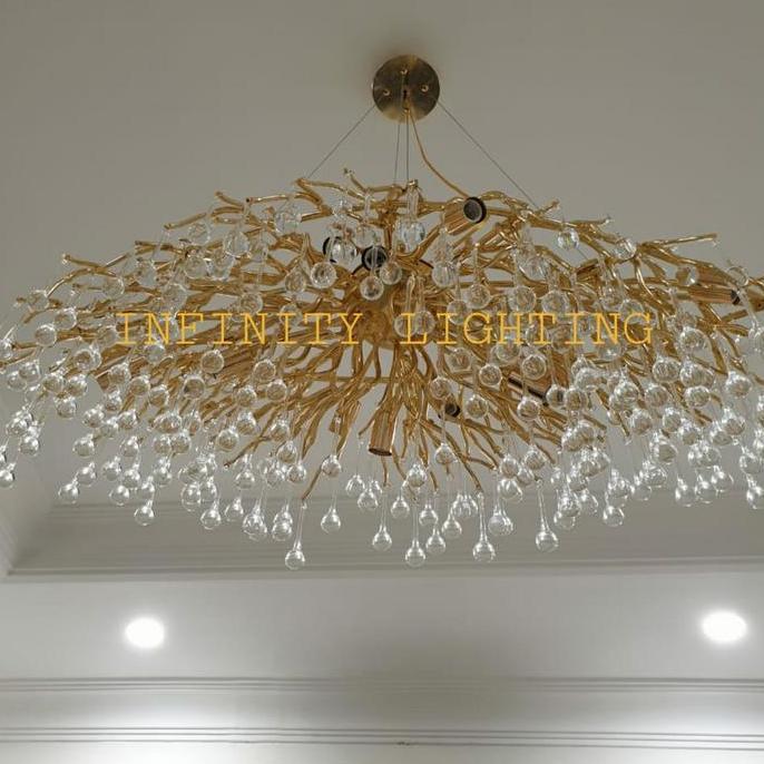 Lampu Gantung Ranting Akar Minimalis Gold 150 Cm