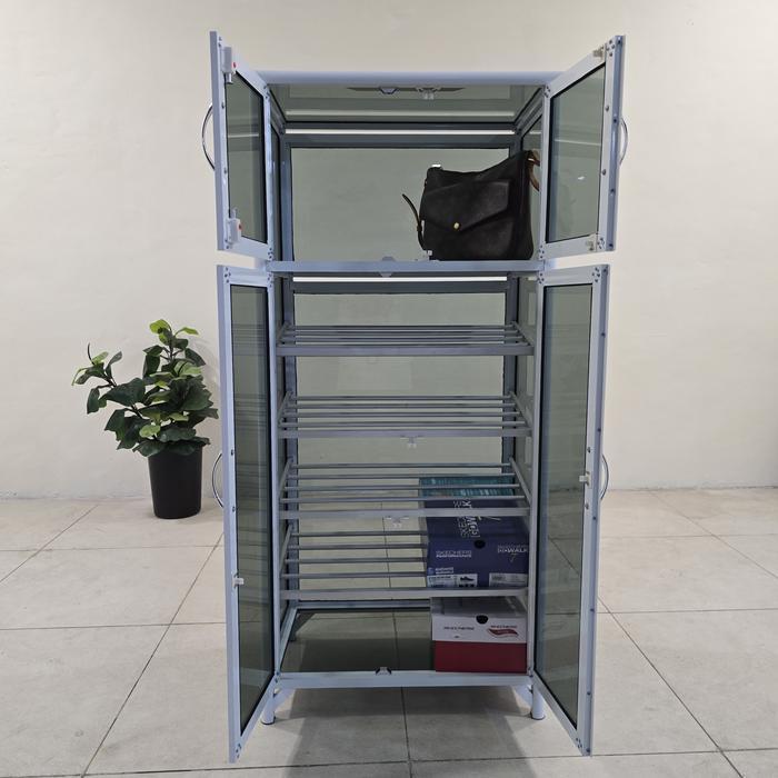 TC ALUMINIUM LSH224 60X38X128 w LEMARI RAK SEPATU HELM 1/5 SUSUN MUAT 2 HELM 10 PASANG SEPATU ALUMIN