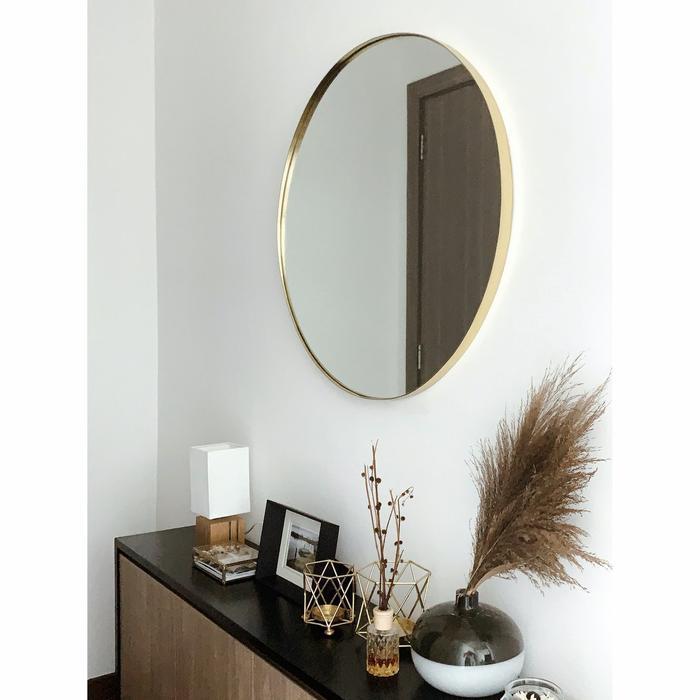 CARRA | Cermin Dinding Minimalist Bundar Bevel Gold - Mirror