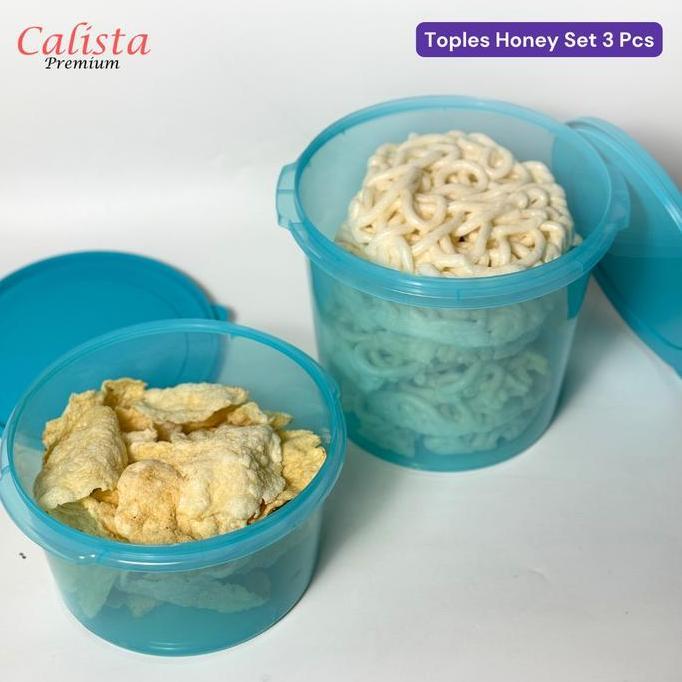 [CALISTA] Toples Kerupuk set 3 pcs - Toples Honey 3 liter