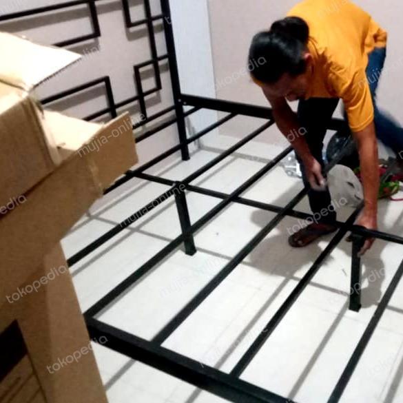 Tempat Tidur Minimalis Ranjang Besi Single Double Costum Murah Bagus