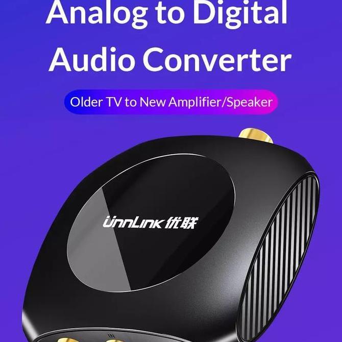UNNLINK Analog to Digital Audio Converter ADC 96KHz RCA to Optic & Kbl