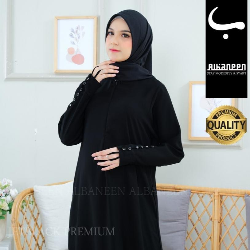 ARVESSACORNER [NEW MOLA DRESS] GAMIS HITAM JETBLACK KIARA POLOS PREMIUM | ABAYA HITAM ANTI UV MEWAH 