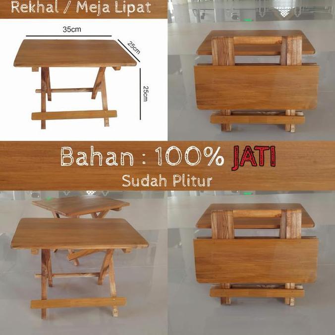 Meja Lipat Kayu Meja Belajar Meja Ngaji Asli Kayu jati Super