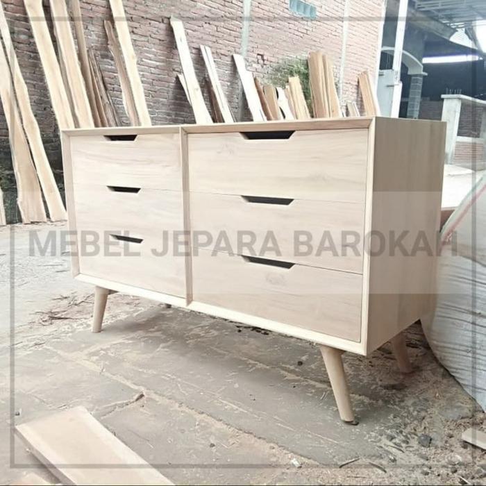 meja bufet tv retro hias minimalis jati mentah