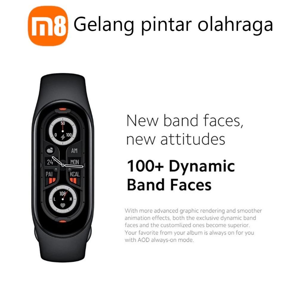Terbaru 100% Asli-CodXiaomi Smartwatch M8 Band New Smartband 8 Jam Tangan Pria Jam Tangan Wanita Pla