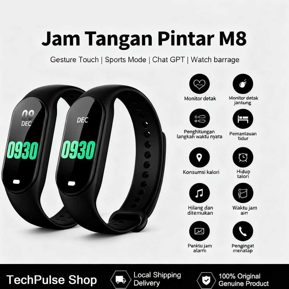 Hot Deals Xiaomi Jam Tangan Pintar M8 Smartwatch Original Smartband/Gelang Pintar8 Unisex//Jam Tanga