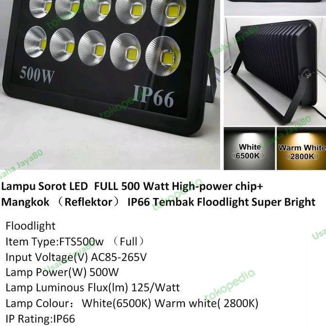 Lampu Sorot Led 500W Ip 66 Fullux Mata Cob 10Mata