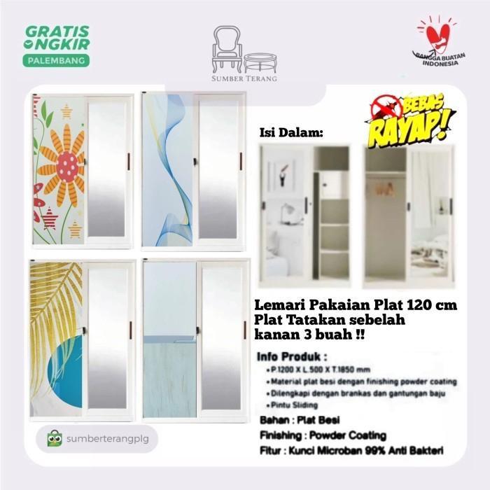 Lemari Pakaian Plat Besi 2 pintu Sliding Lemari Baju Plat Besi Steel Wardrobe Sliding Cermin Lemari 