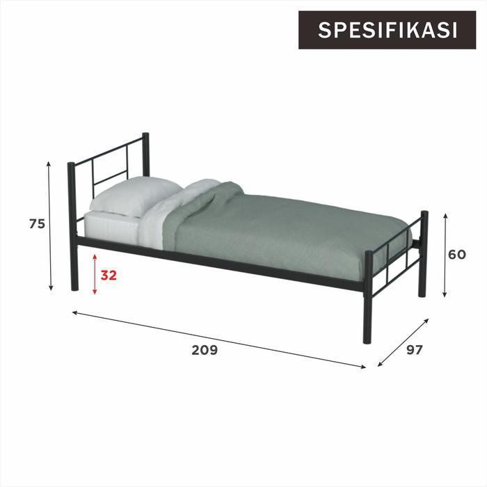 Ranjang Besi Sorong Minimalis 2 in 1 | Dipan Rangka Tempat Tidur Besi