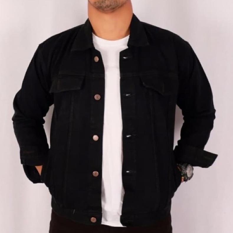 Promo Jaket Jeans Denim Hitam Pria Retro M-Xxl