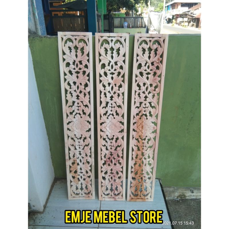 Gebyok Ukir Dekorasi Dinding Rumah Jawa Ukiran Tempel Mahoni Solid