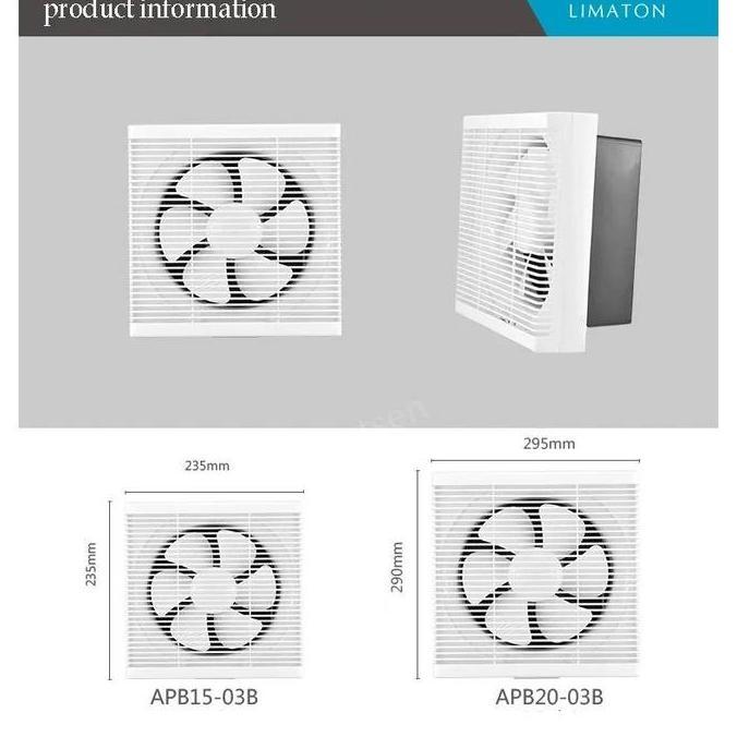 FOWERLEB Exhaust Fan Dinding Kipas Angin Hexos 6inch Dan 8inch Pembuangan Hexos 23.5x20cm (6inch) Da