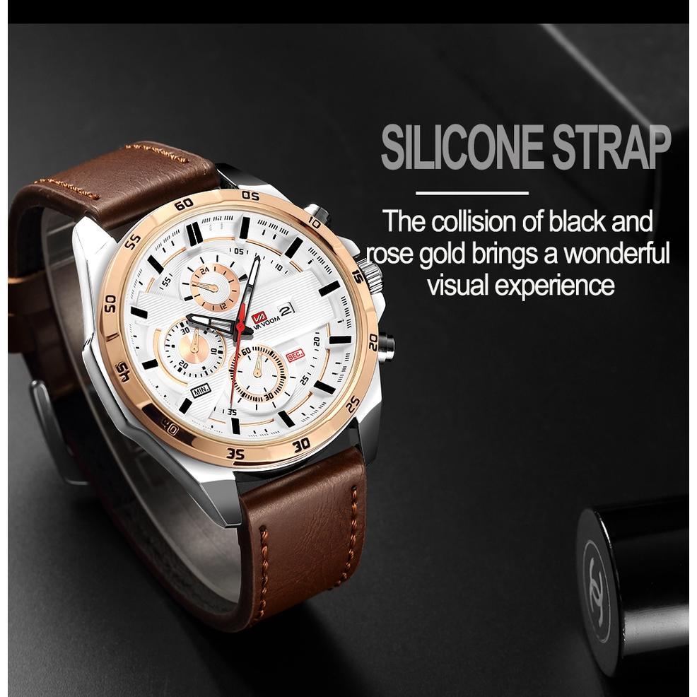 TERBARU VA VA VOOM 216 Jam Tangan Pria Kulit Stainless Steel Analog Quartz Original Tahan Air Watch 