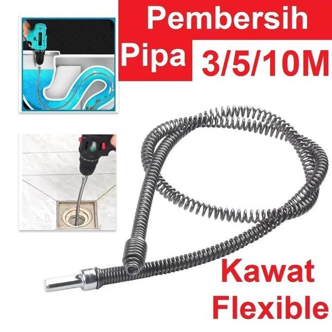 VIWIUWIU Alat Jepit Kawat Pembersih Saluran Mampet Adaptor Bor Pipa Air wastafel Pipe Cleaner Flexib