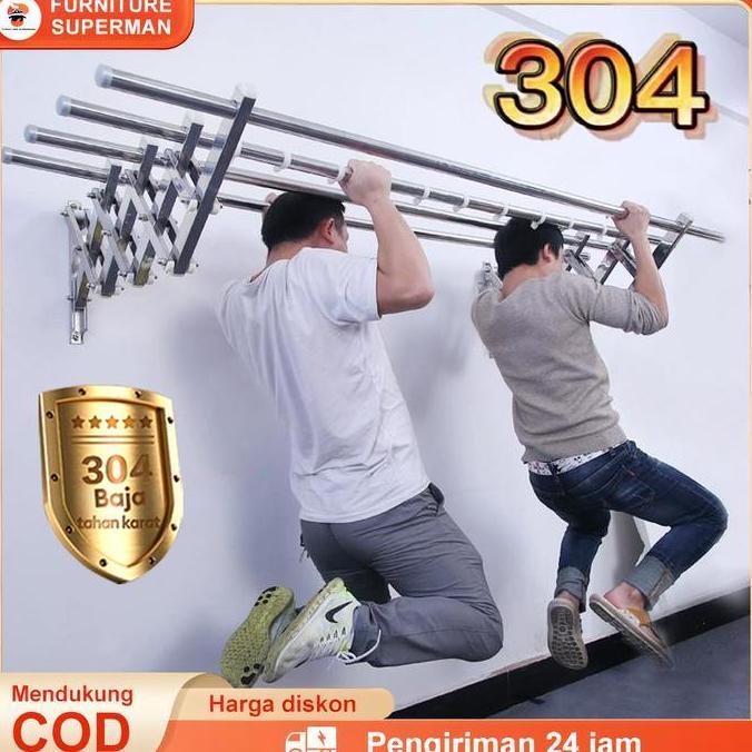 BAIAVY Jemuran Lipat Dinding Stainless Jemuran Baju Pakaian Dinding Rak Jemuran Tembok Gantungan Jem
