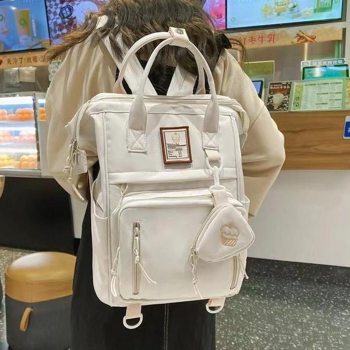 BAIAVY Ransel Ibu Portabel Sederhana Sastra Tas Bahu Kecil Niche Tas Ransel Wanita Import Tas Sekola