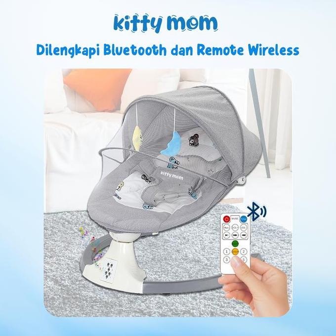 TERLARIS KITTY MOM AYUNAN BAYI ELEKTRIK OTOMATIS KURSI GOYANG ANAK PORTABLE BABY BOUNCER DENGAN REMO