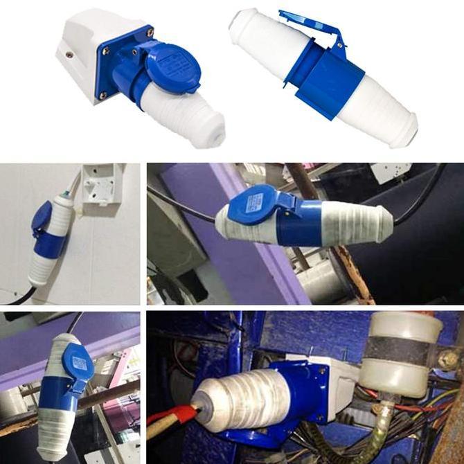 FOWERLEB Stop Kontak 3 Phase 32A 7000W Colokan Genset 3 Kaki IP44 Steker Kaki 3 Genset 3PIN Anti Air