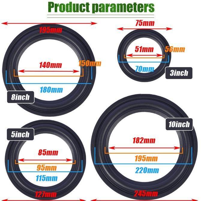 BAIAVY Karet Speaker Spon Busa 3 / 5 / 8 / 10 Inch Pinggiran Karet Speaker Woofer Rubber Ring Speake
