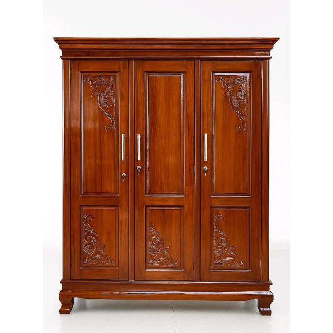 lemari jati / lemari kayu jati 3 pintu jumbo