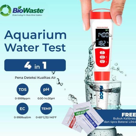 FISHCO ALAT UKUR KUALITAS AIR WATER TEST 4 IN 1 TDS, PH, EC, TEMPMETER ORIGINAL DAN TERPERCAYA