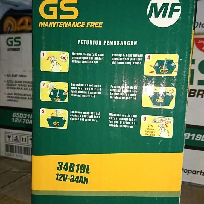 GS MF 34B19L 34Ah aki ori bawaan baru mobil brio xpander calya sigra