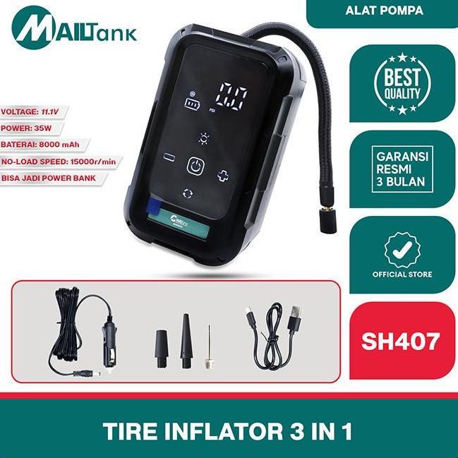 HARGA PABRIK - Mailtank SH407 pompa elektrik 3 IN 1 ban portable multifungsi inflation pump bisa pom