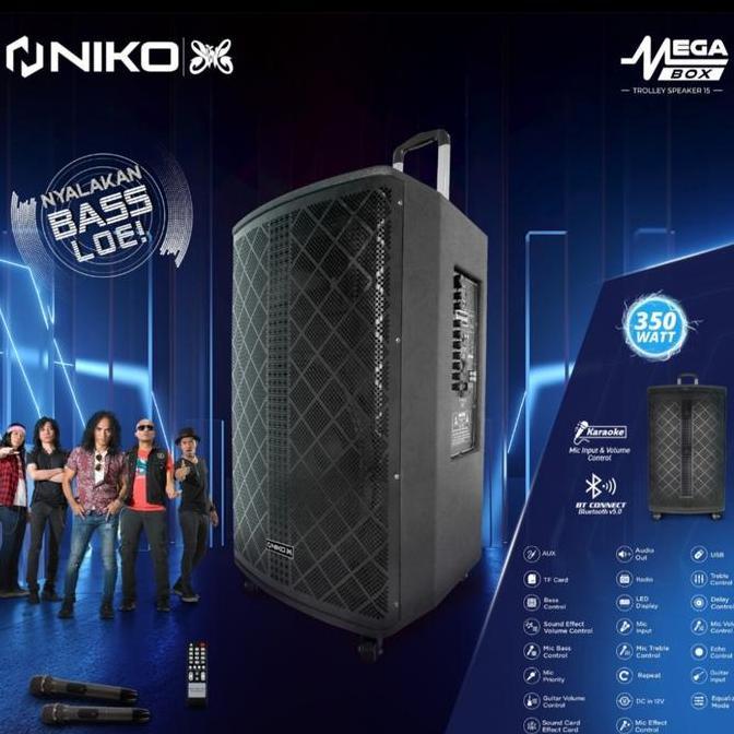 TERMURAH - NIKO SPEAKER TROLY SLANK MEGA BOX 15 INCH NYALAKAN BASS LOE