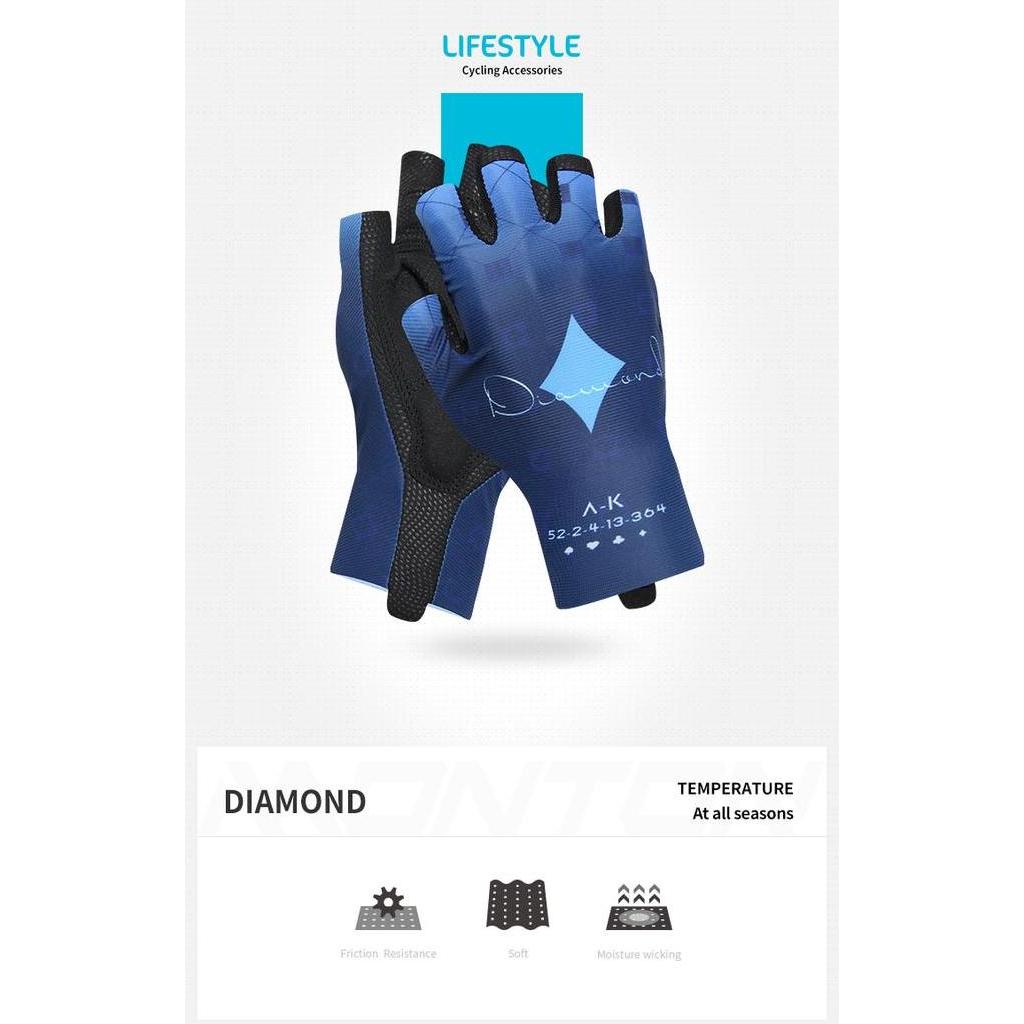 Glove Skull Monton Glove Skull Monton Half Blue Finger Diamond