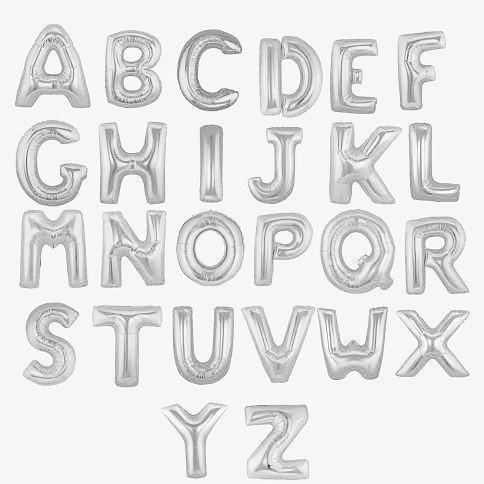 Balon foil huruf dan angka warna emas(gold), perak(silver), pink, biru